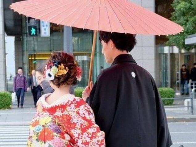 着物を着た日本人カップル